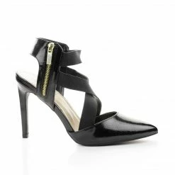 New Steppup09 By Anne Michelle, Pointy Toe Elastic Criss Cross Stiletto Dress Heel Pumps
