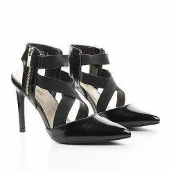 New Steppup09 By Anne Michelle, Pointy Toe Elastic Criss Cross Stiletto Dress Heel Pumps