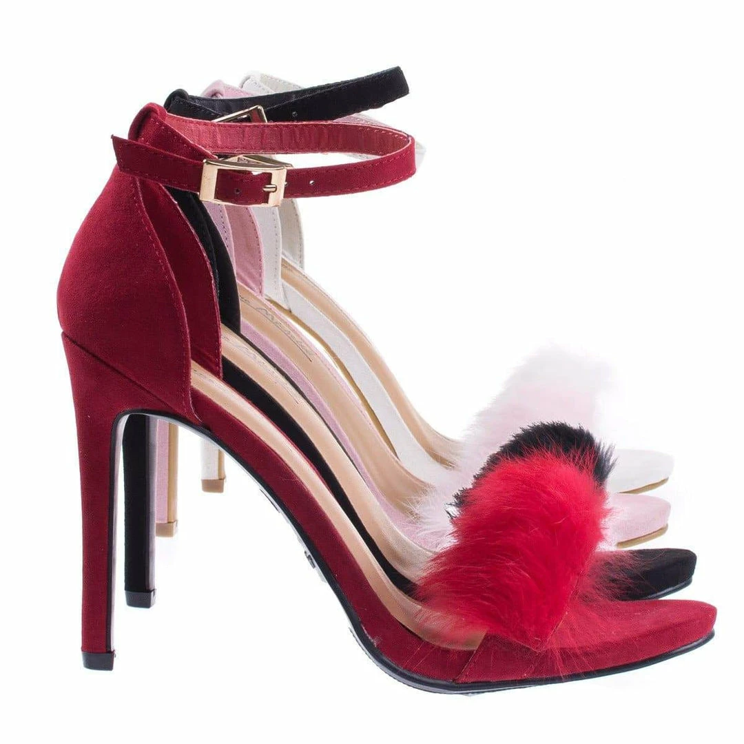 Truelove39M By Anne Michelle Fluffy Faux Feathery Fur High Heel Sandal New