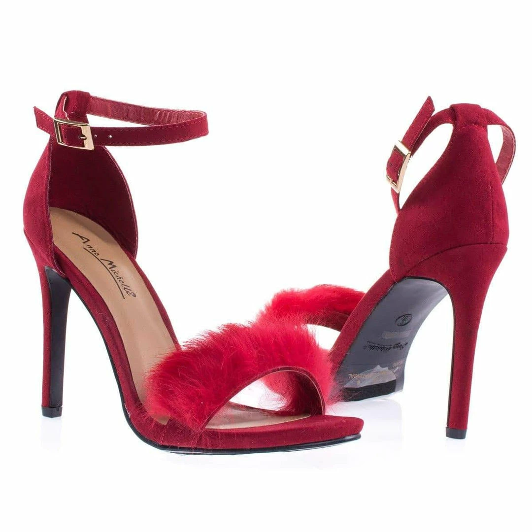 Truelove39M By Anne Michelle Fluffy Faux Feathery Fur High Heel Sandal New