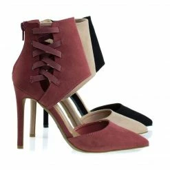 Anne Michelle New Worship37s Pointy Toe Pump W Ankle Height Cuff W Elastic Strap D'Orsay Cut