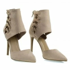 Anne Michelle New Worship37s Pointy Toe Pump W Ankle Height Cuff W Elastic Strap D'Orsay Cut