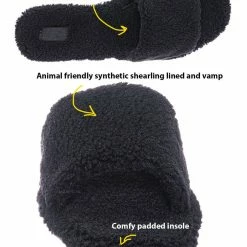 Bamboo New Upbeat38 Faux Shearling Lined Slides - Synthetic Fur Slip On Flat Sandal