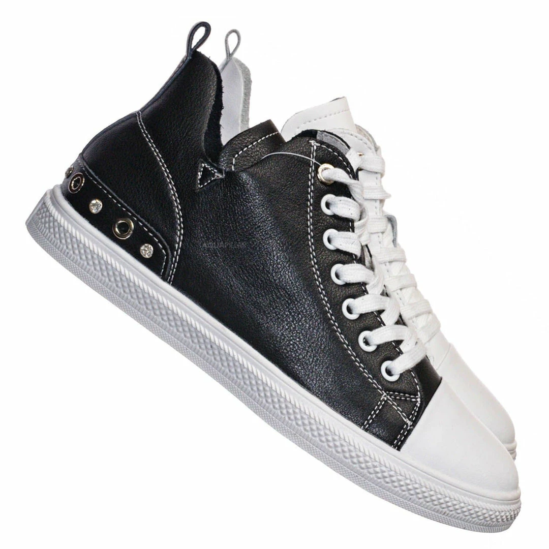 Aquapillar New Constant5 Leather Rhinestone Fashion Sneakers - Womens Casual High Top Shoes
