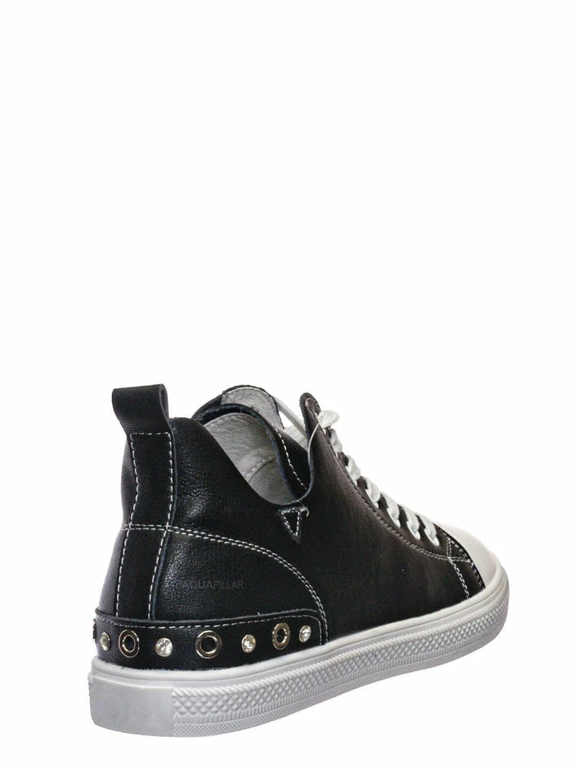 Aquapillar New Constant5 Leather Rhinestone Fashion Sneakers - Womens Casual High Top Shoes