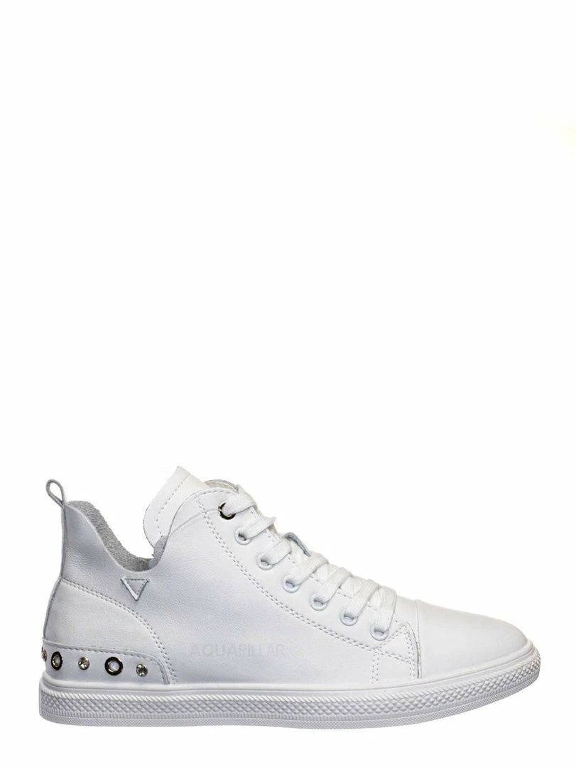 Aquapillar New Constant5 Leather Rhinestone Fashion Sneakers - Womens Casual High Top Shoes