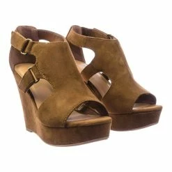 Aquapillar Hiking Platform Wedge Sandal W Hook & Loop & Side Cutout & Peep Toe New