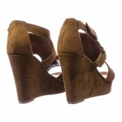 Aquapillar Hiking Platform Wedge Sandal W Hook & Loop & Side Cutout & Peep Toe New