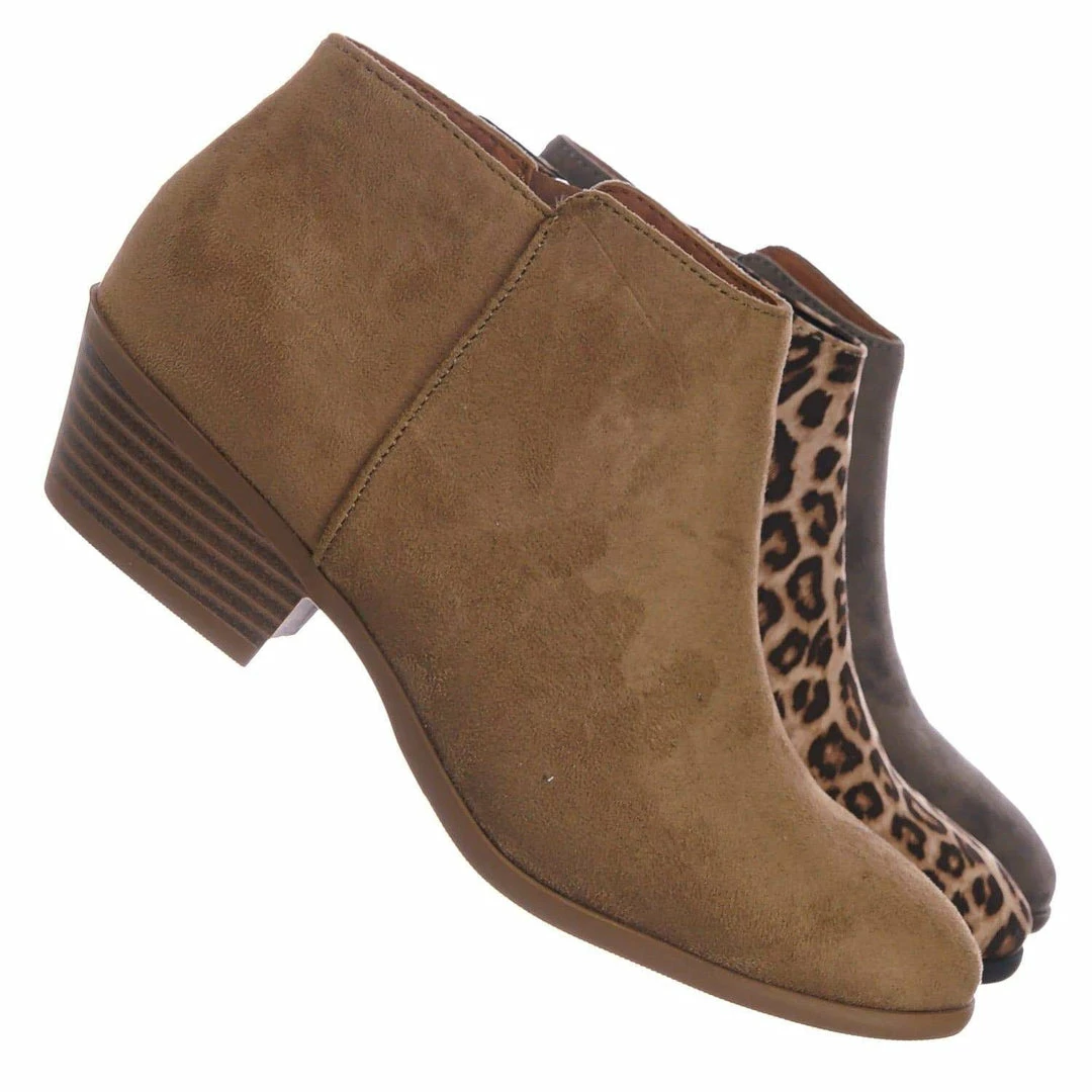 Aquapillar New Mug Western Low Chunky Block Heel Bootie - Women Ankle Boots W Stack Heel