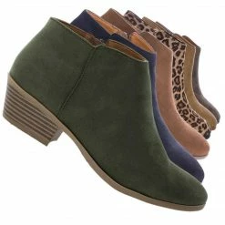 Aquapillar New Mug Western Low Chunky Block Heel Bootie - Women Ankle Boots W Stack Heel