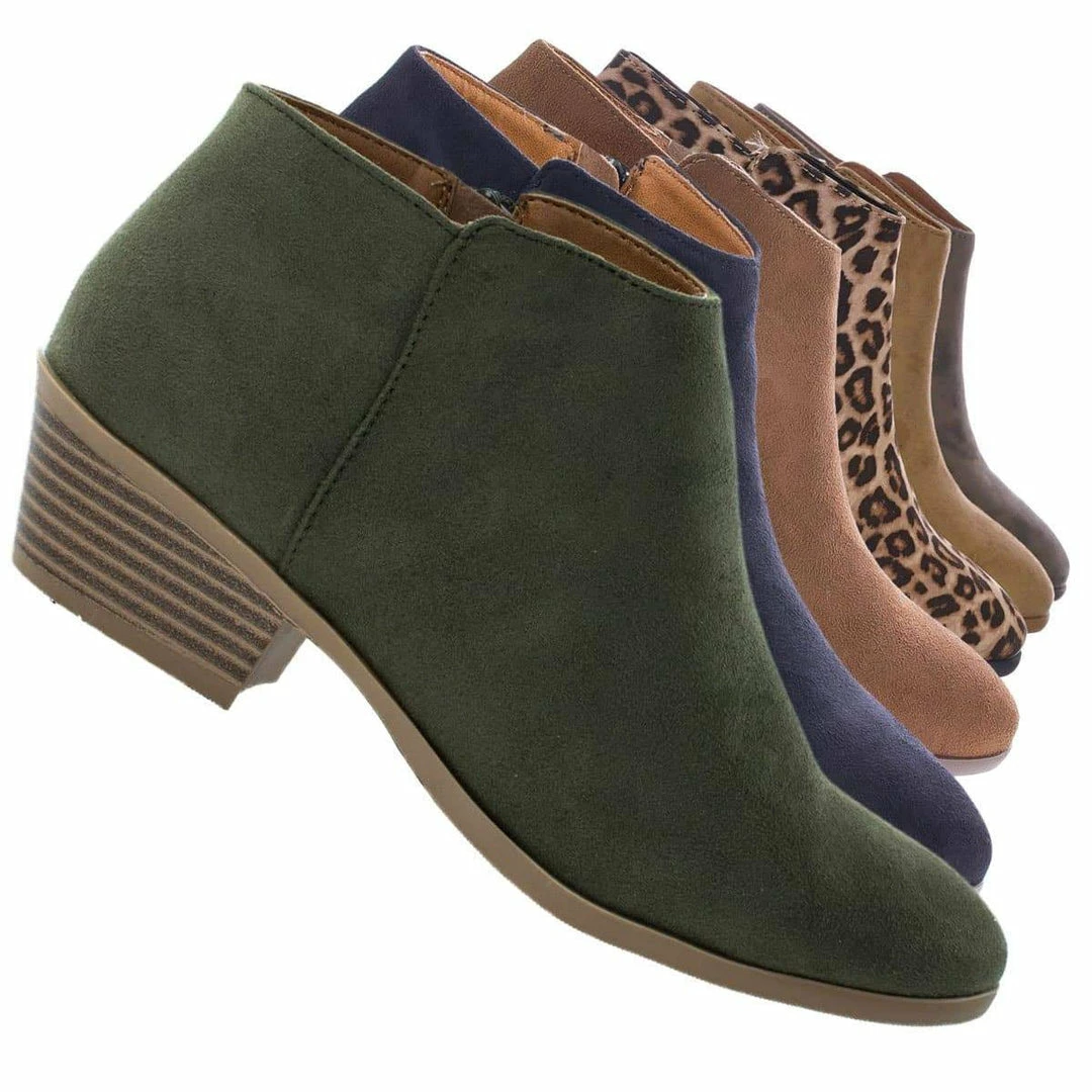 Aquapillar New Mug Western Low Chunky Block Heel Bootie - Women Ankle Boots W Stack Heel