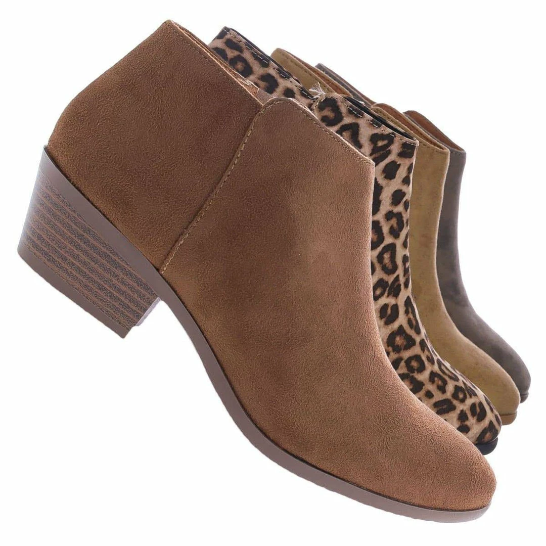 Aquapillar New Mug Western Low Chunky Block Heel Bootie - Women Ankle Boots W Stack Heel