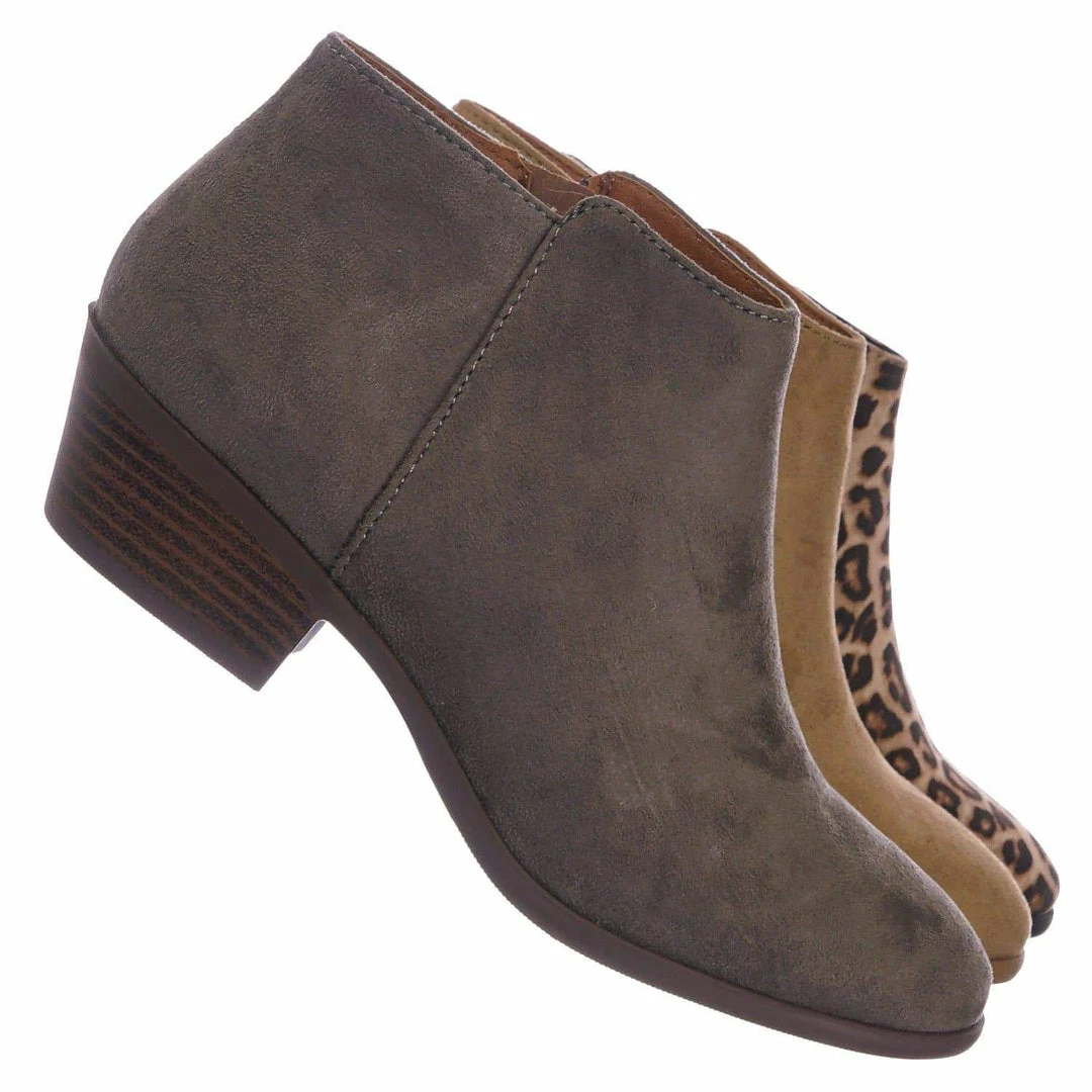 Aquapillar New Mug Western Low Chunky Block Heel Bootie - Women Ankle Boots W Stack Heel