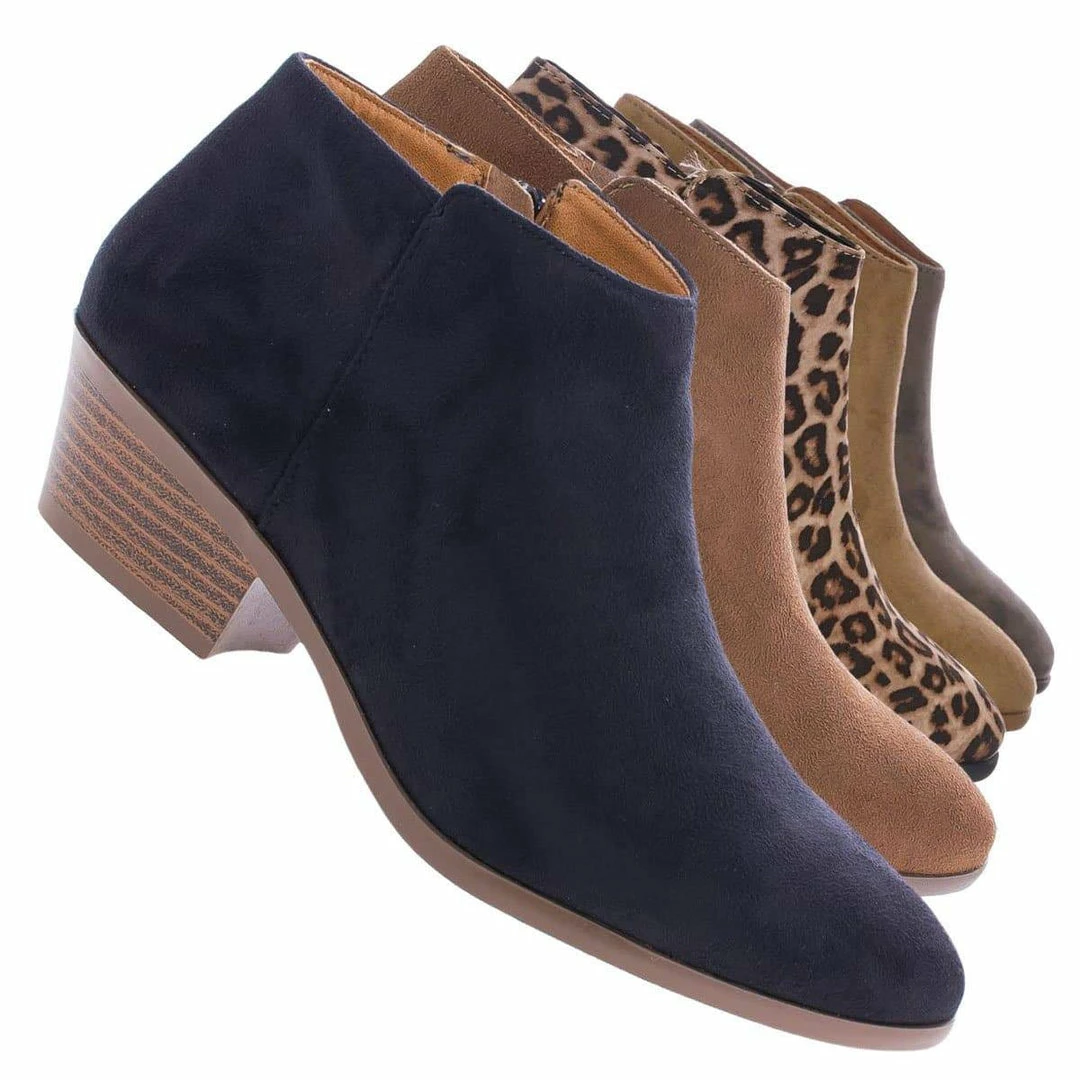 Aquapillar New Mug Western Low Chunky Block Heel Bootie - Women Ankle Boots W Stack Heel