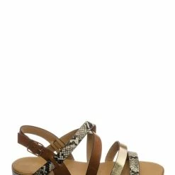 Aquapillar Pansy24 Lightweight Foam Flatofrm Sandal - Platform Strappy Mix Print Flat Shoes New