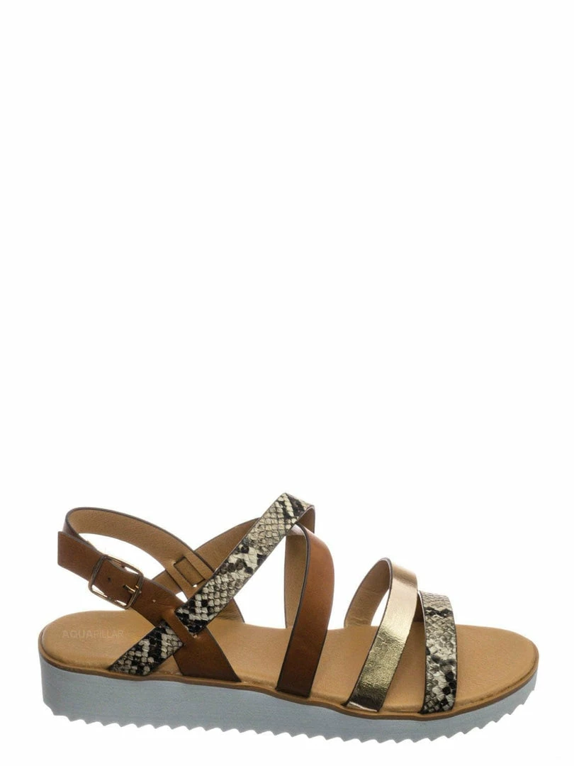 Aquapillar Pansy24 Lightweight Foam Flatofrm Sandal - Platform Strappy Mix Print Flat Shoes New