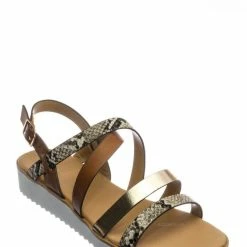 Aquapillar Pansy24 Lightweight Foam Flatofrm Sandal - Platform Strappy Mix Print Flat Shoes New