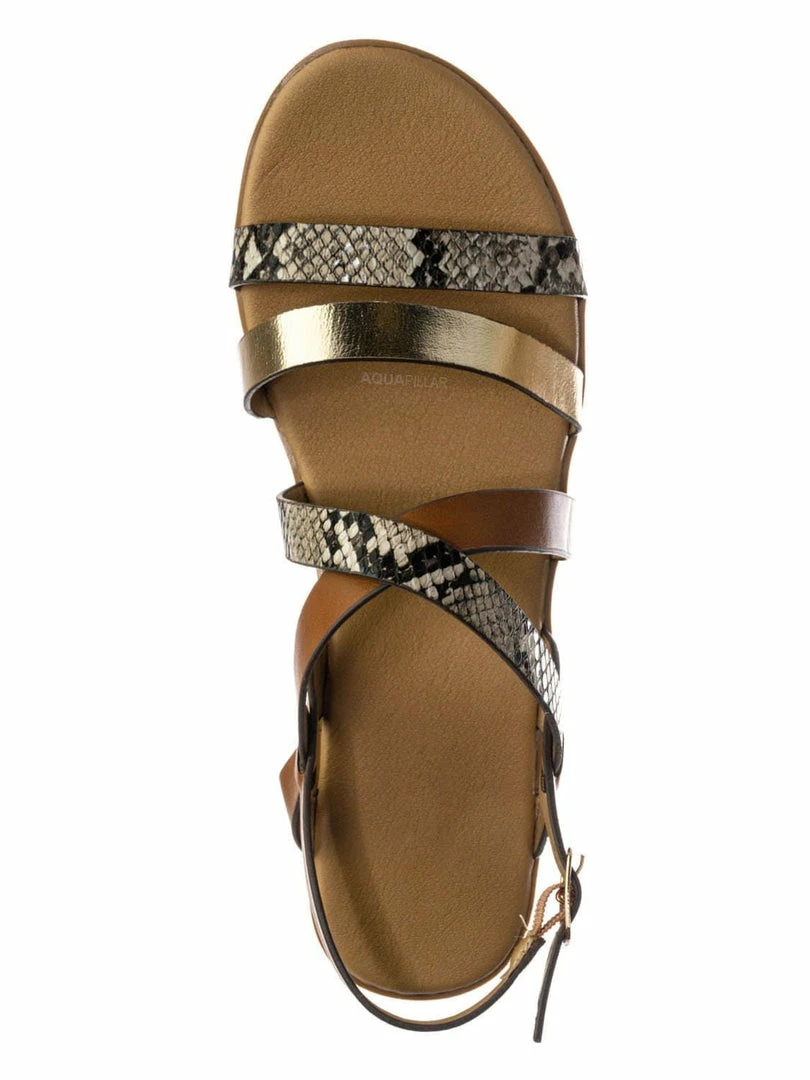 Aquapillar Pansy24 Lightweight Foam Flatofrm Sandal - Platform Strappy Mix Print Flat Shoes New