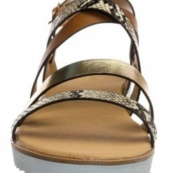 Aquapillar Pansy24 Lightweight Foam Flatofrm Sandal - Platform Strappy Mix Print Flat Shoes New