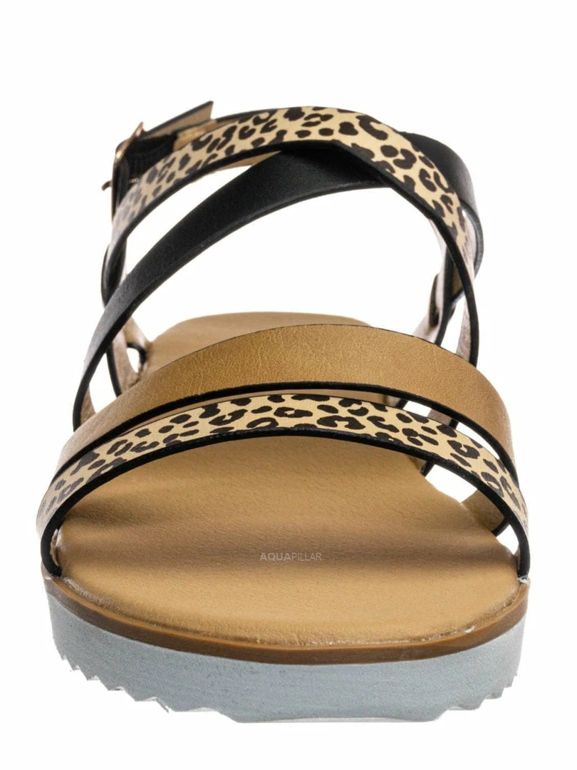 Aquapillar Pansy24 Lightweight Foam Flatofrm Sandal - Platform Strappy Mix Print Flat Shoes New