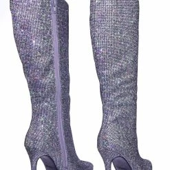Aquapillar Pledge27 Pointed Toe Knee High Heel Dress Sandal W Checker Solid & Glitter New