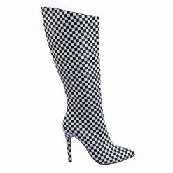 Aquapillar Pledge27 Pointed Toe Knee High Heel Dress Sandal W Checker Solid & Glitter New