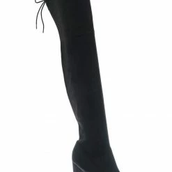 Aquapillar New Snivy OTK Over Knee Thigh Slouchy Boots - Women Back Lace Tie & Block Heel