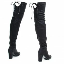Aquapillar New Snivy OTK Over Knee Thigh Slouchy Boots - Women Back Lace Tie & Block Heel