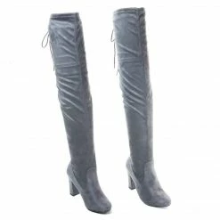 Aquapillar New Snivy OTK Over Knee Thigh Slouchy Boots - Women Back Lace Tie & Block Heel