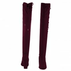 Aquapillar New Snivy OTK Over Knee Thigh Slouchy Boots - Women Back Lace Tie & Block Heel