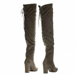 Aquapillar New Snivy OTK Over Knee Thigh Slouchy Boots - Women Back Lace Tie & Block Heel