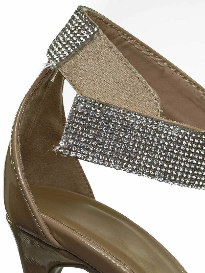 Aquapillar New Timeless30 Rhinestone Ankle Strap Sandal - Women High Heel Open Toe Evening Shoe