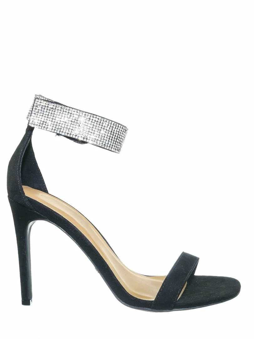 Aquapillar New Timeless30 Rhinestone Ankle Strap Sandal - Women High Heel Open Toe Evening Shoe