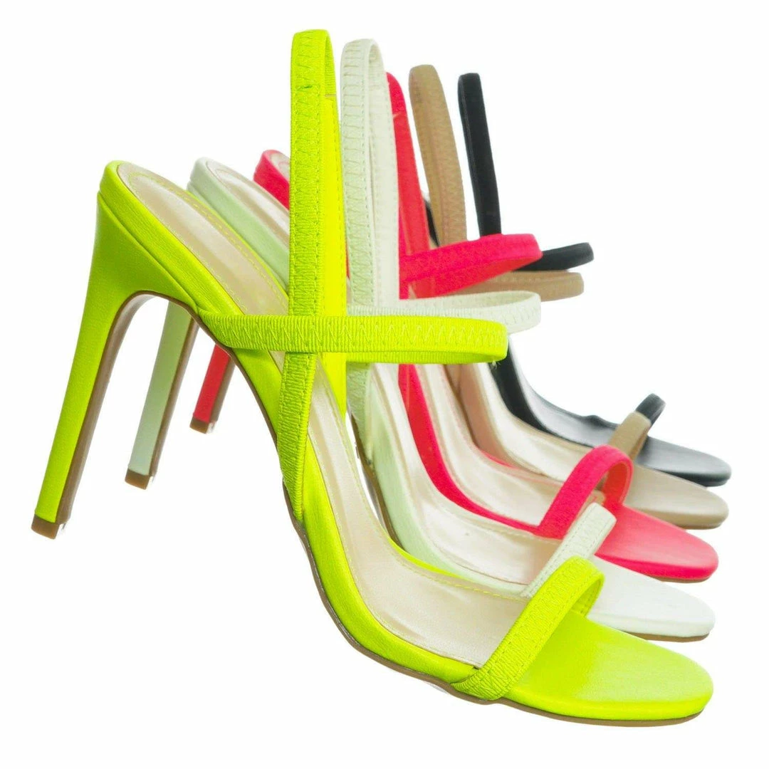 Aquapillar Timeless34 Thin Elastic Strap High Heel Sandal - Women Open Toe Stretchy Shoes