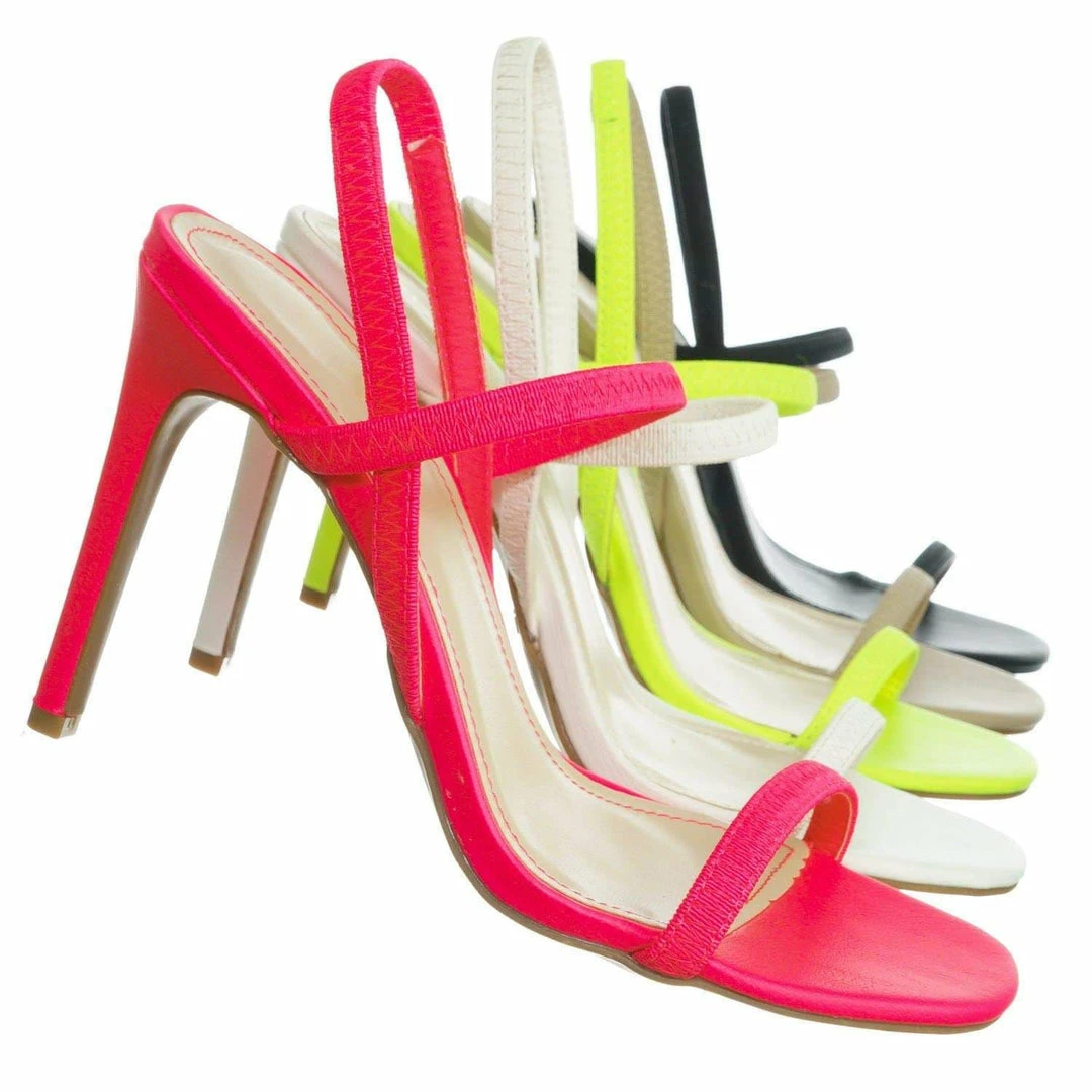 Aquapillar Timeless34 Thin Elastic Strap High Heel Sandal - Women Open Toe Stretchy Shoes
