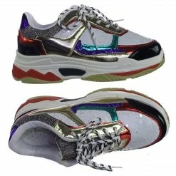 Aquapillar New Tubuler04 Metallic Glitter Sequins Fashion Daddy Sneaker W Heavy Rubber Outsole
