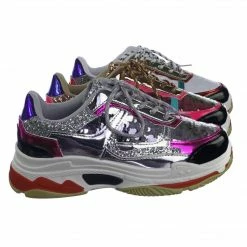 Aquapillar New Tubuler04 Metallic Glitter Sequins Fashion Daddy Sneaker W Heavy Rubber Outsole