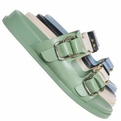 Soda New Rather Flexible Footbed Slide, Double Buckle Slipper Sandal