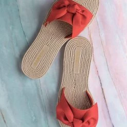 Bamboo Athena12 Espadrille Woven Knotted Bow Slides - Jute Rope Weaved Slip On Sandal