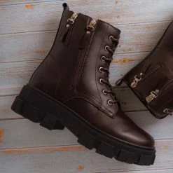 Forever Link Atlantic06 Double Zipper Lace Up Combat Bootie New