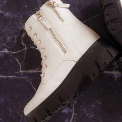 Forever Link Atlantic06 Double Zipper Lace Up Combat Bootie New