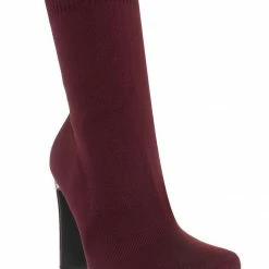 Glaze New Jiajia1 Women's Elastic Knit Bootie On Flat Block Heel