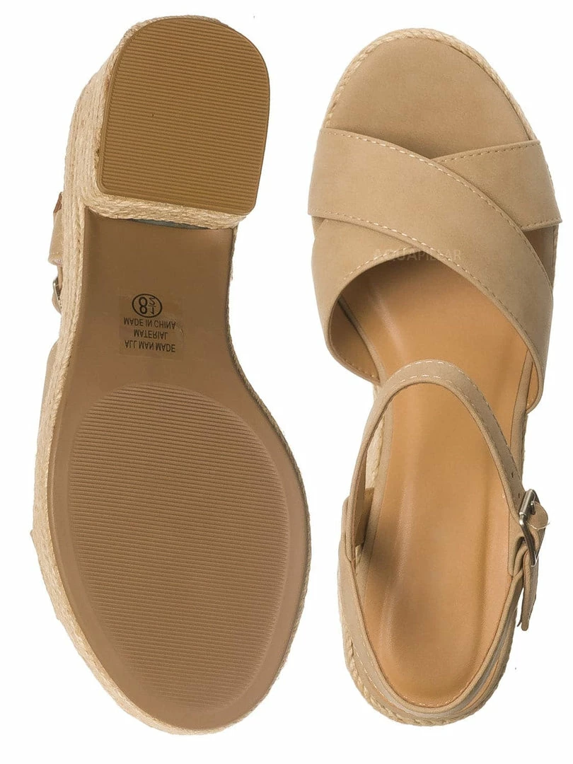 Soda Beauty Espadrille Jute Rope Platform Clog, Womens Ankle Strap Sandal New
