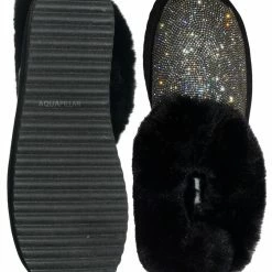 Liliana New Skylar1 Rhinestone Fur Lined Trimming Slipper - Women Winter Shoes