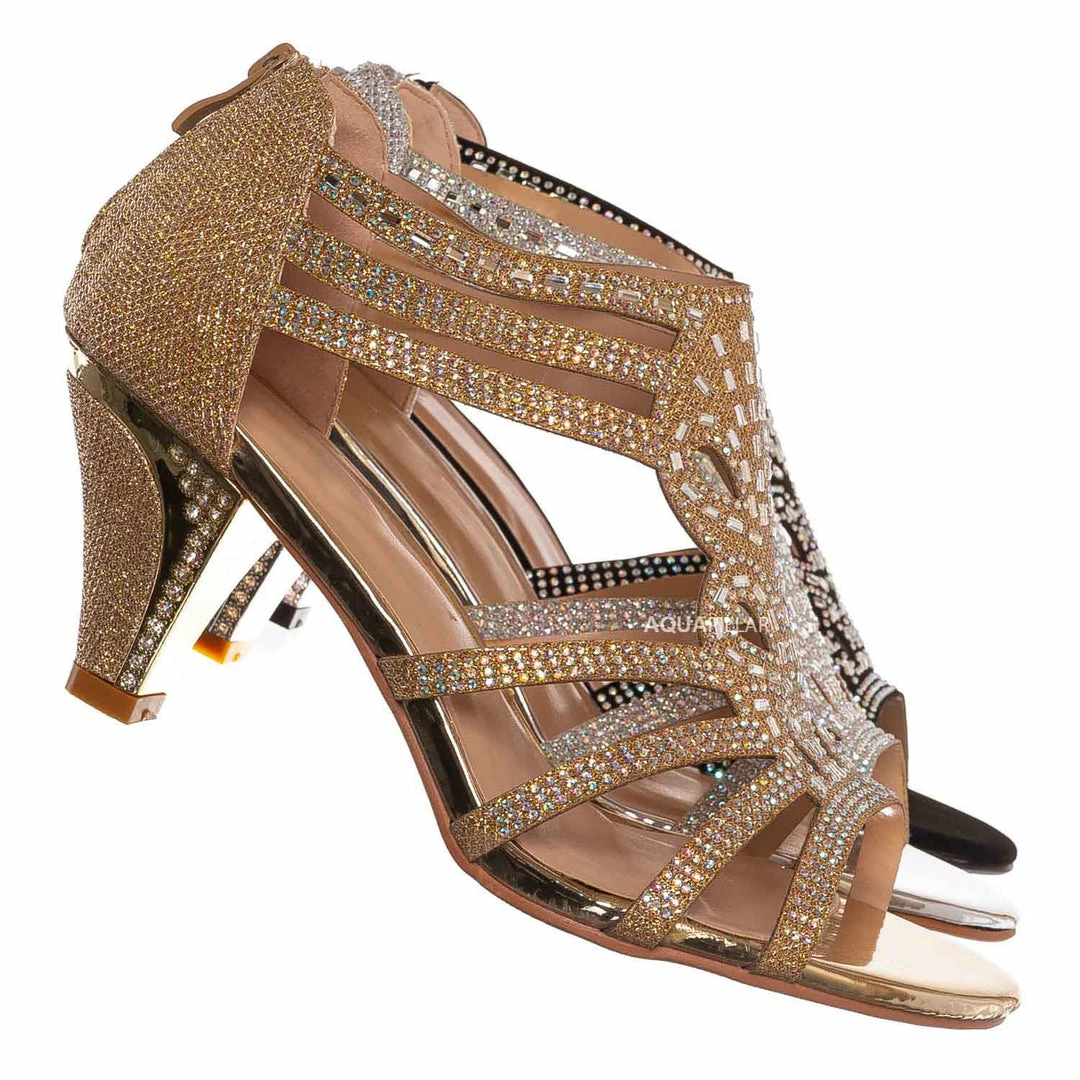 Forever Link Perform60 Rhinestone Crystal High Heel Sandal - Women Glitter Dress Shoes