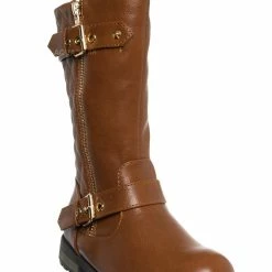 Forever Link Mango21K Childrens Knee High Quilted Riding Boot - Kids Equestrian Shoe