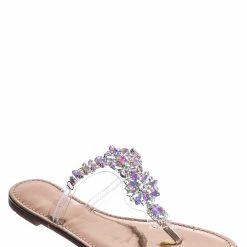 Vigo Fiore Fei2 Rhinestone Slip On Thong Sandal - Womens Crystal Open Toe Lucite Slides New