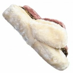 Bamboo New Warmness05 Fluffy Faux Rabbit Fur Sandal - Flatform Thong Flip Flop Slipper