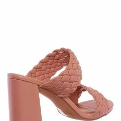 X2B Meg1 Block Heel Braided Mule, Women's Chunky Slide Sandal