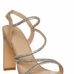 X2B New Ally5 Rhinestone Crystal Block Heel Dress Sandal, Womens Dance Shoes